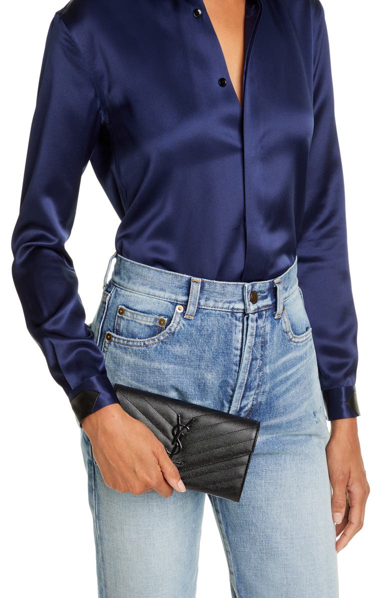 Saint Laurent Monogram Quilted Leather Wallet, Alternate, color,