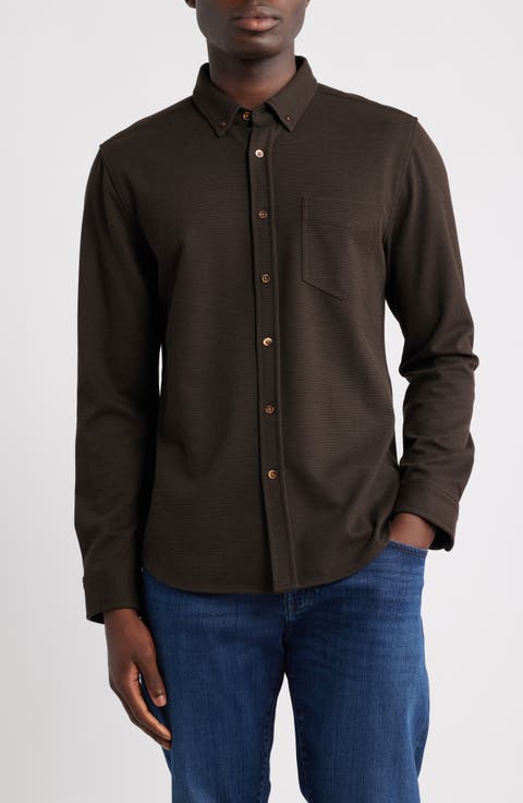 Vincent Bird's Eye Knit Button-Down Shirt