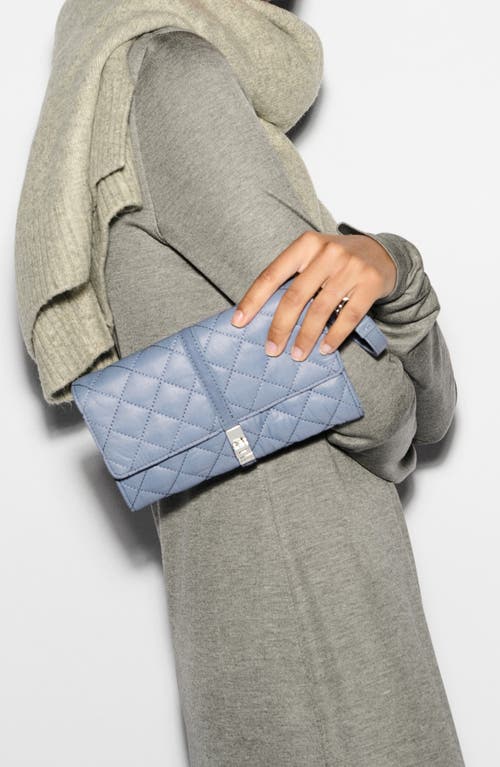 Shop Mz Wallace Astor Diamond Quilted Nylon Convertible Crossbody Bag In Stone Blue