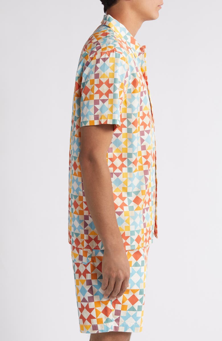 Treasure & Bond Quilt Print Short Sleeve Button-Up Shirt, Alternate, color,