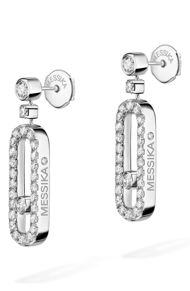 Messika Move Uno Pavé Diamond Drop Earrings, Alternate, color, White Gold/ Diamond