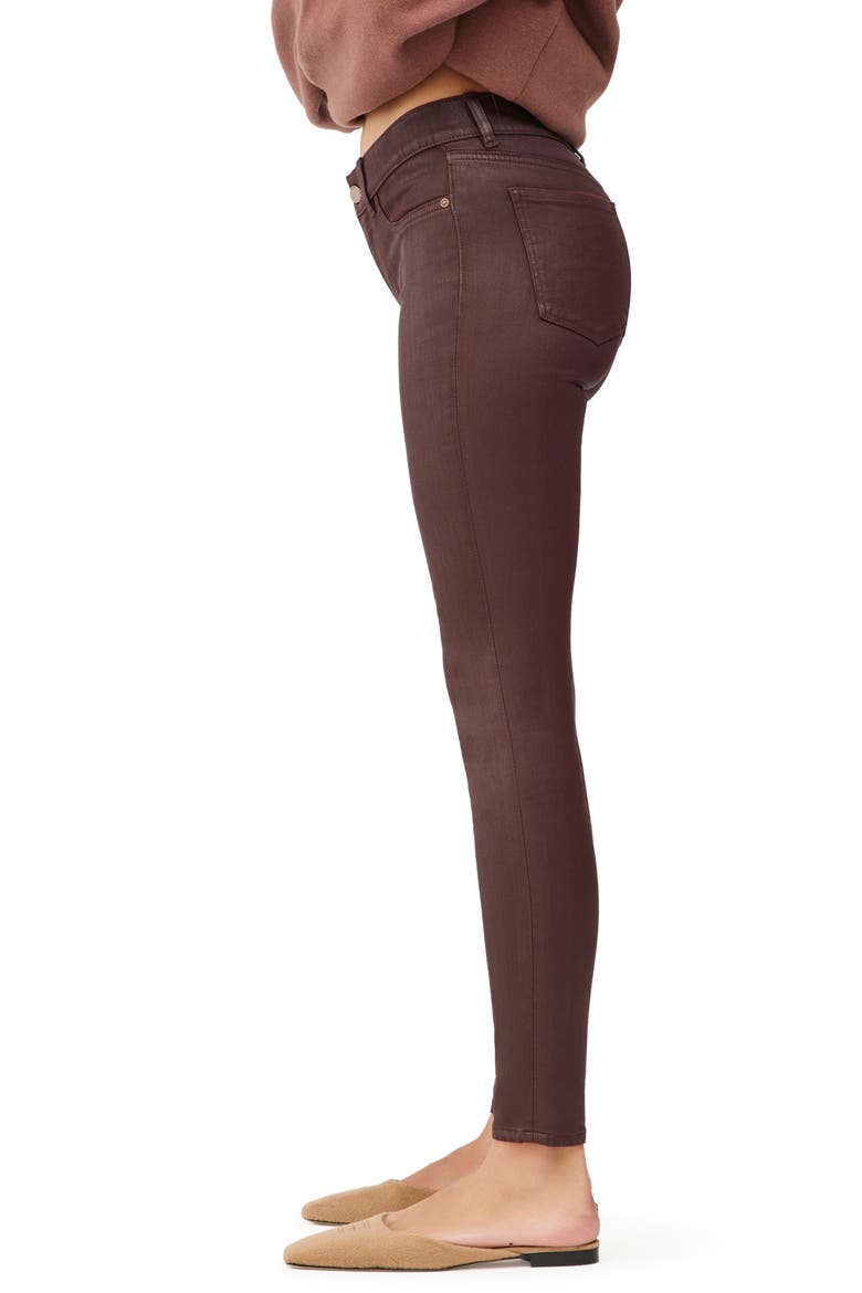 Florence Instasculpt Coated Mid Rise Skinny Jeans, Alternate, color, DARK SEQUOIA