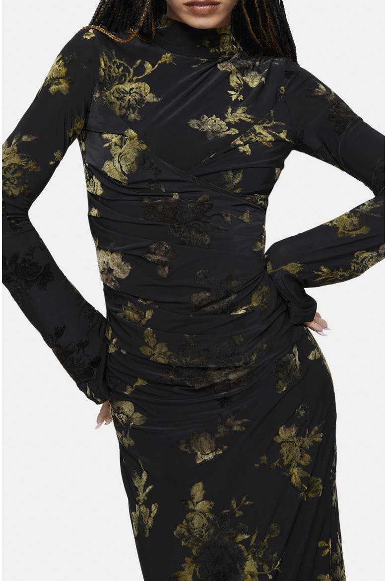 High-Neck Maxi Dress, Alternate, color, Black