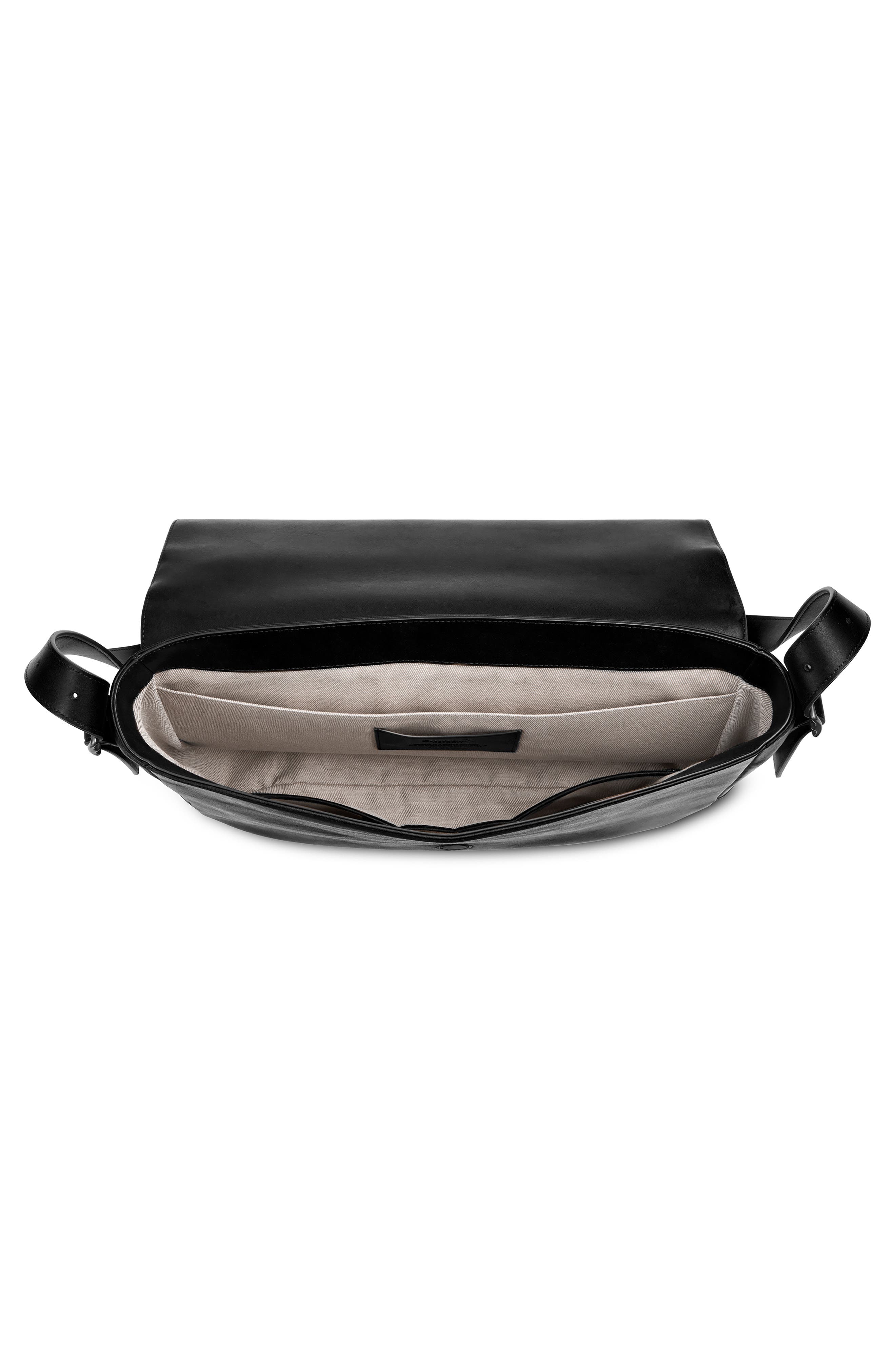 Shinola Runwell Leather Messenger Bag, Alternate, color, Black