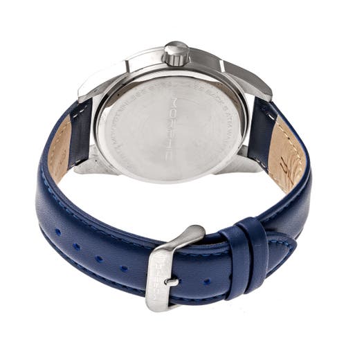 Morphic M63 Series Leather-band Watch W/date In Black/blue