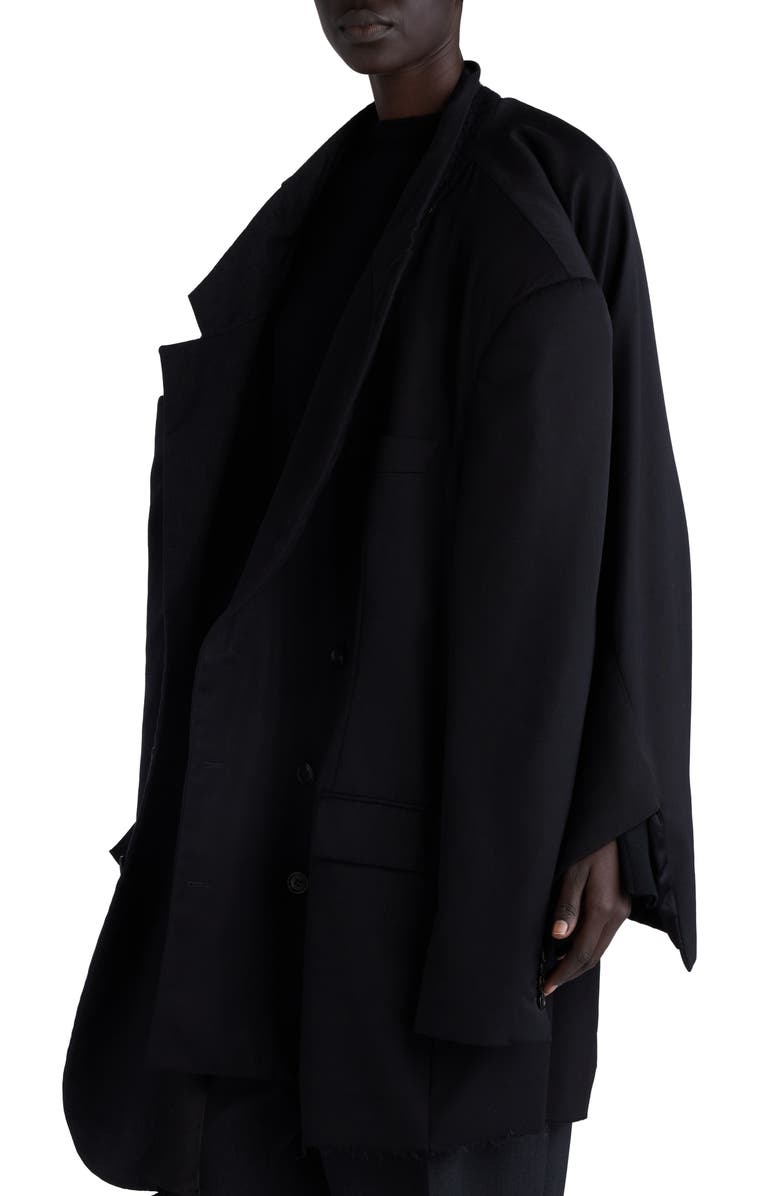 Balenciaga Double Sleeve Oversize Virgin Wool Blazer, Alternate, color,