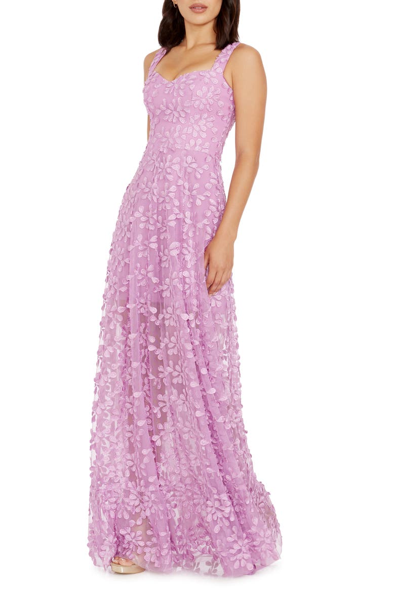 Anabel Semisheer Sweetheart Neck Gown, Alternate, color, LAVENDER
