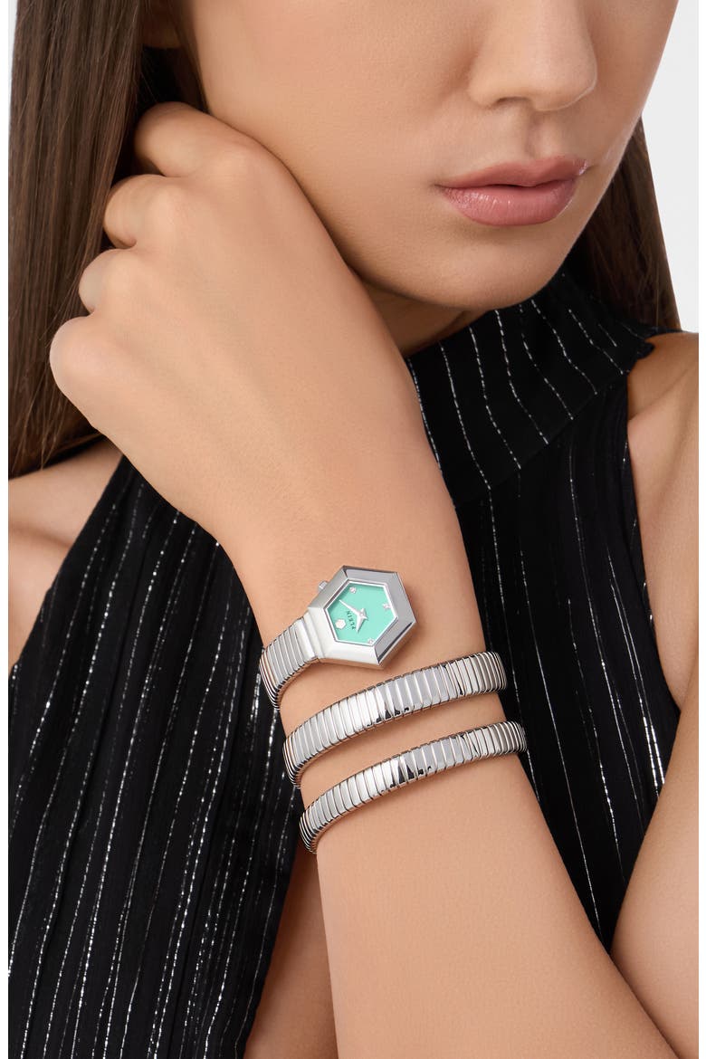 $nake Hexagon Crystal Bracelet Watch, 28mm, Alternate, color, STAINLESS STEEL