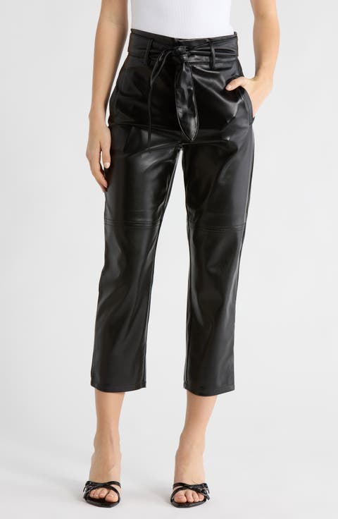 Kimiko Tie Waist Faux Leather Pants