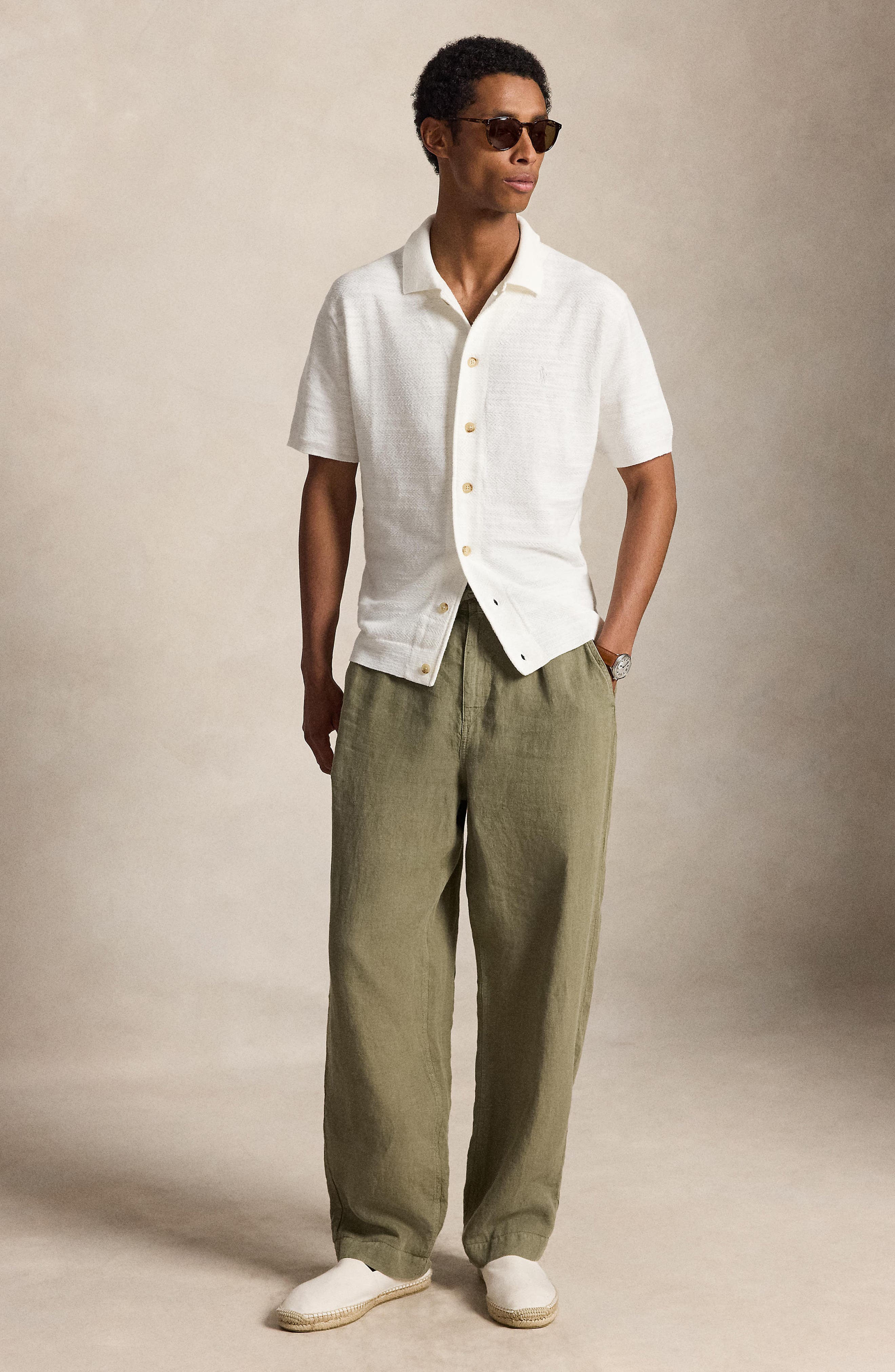 Polo Ralph Lauren Short Sleeve Cotton & Linen Herringbone Full