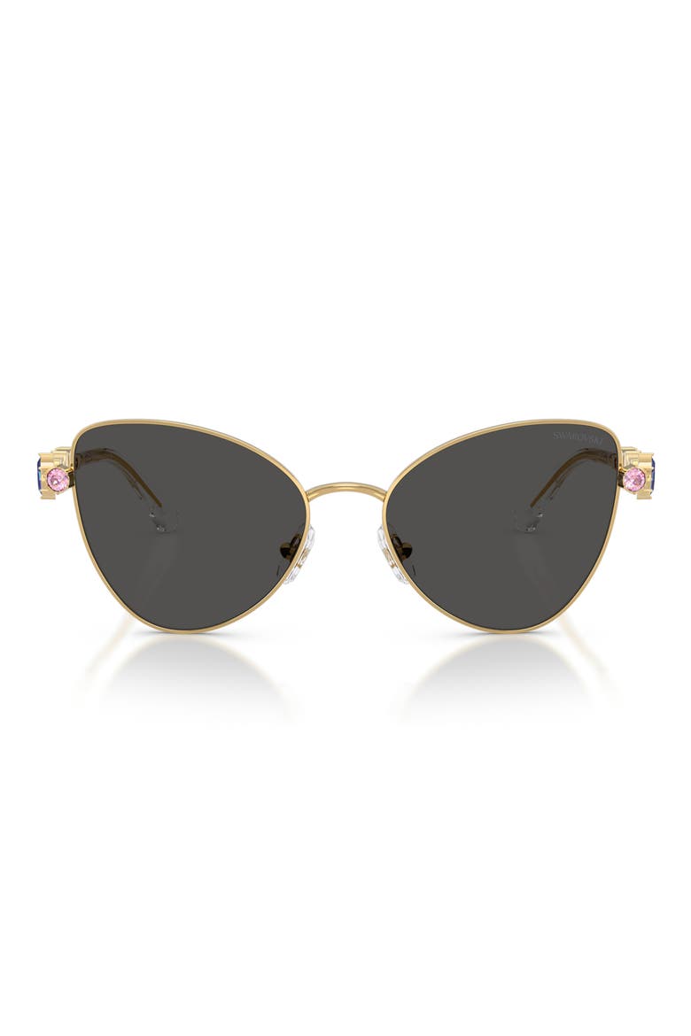 56mm Butterfly Sunglasses, Main, color, GOLD / DARK GREY
