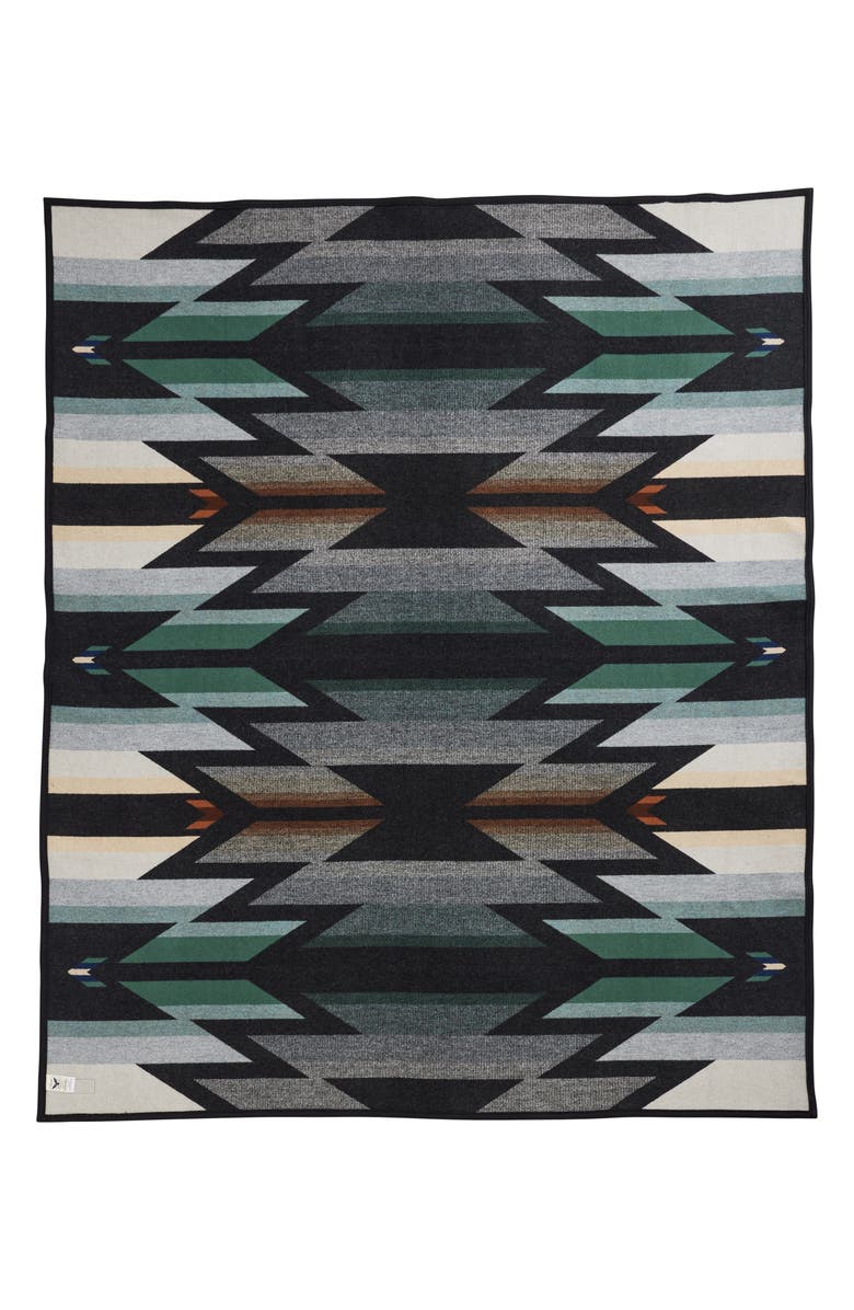 Pendleton Jacquard Unnapped Wool Blend Blanket, Alternate, color, Wyeth Trail Oxford