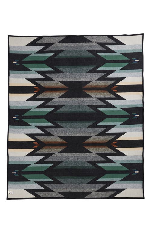 Pendleton Jacquard Unnapped Wool Blend Blanket In Black