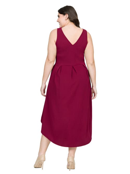 24seven Comfort Apparel High Low Party Dress With Pockets In Burgundy