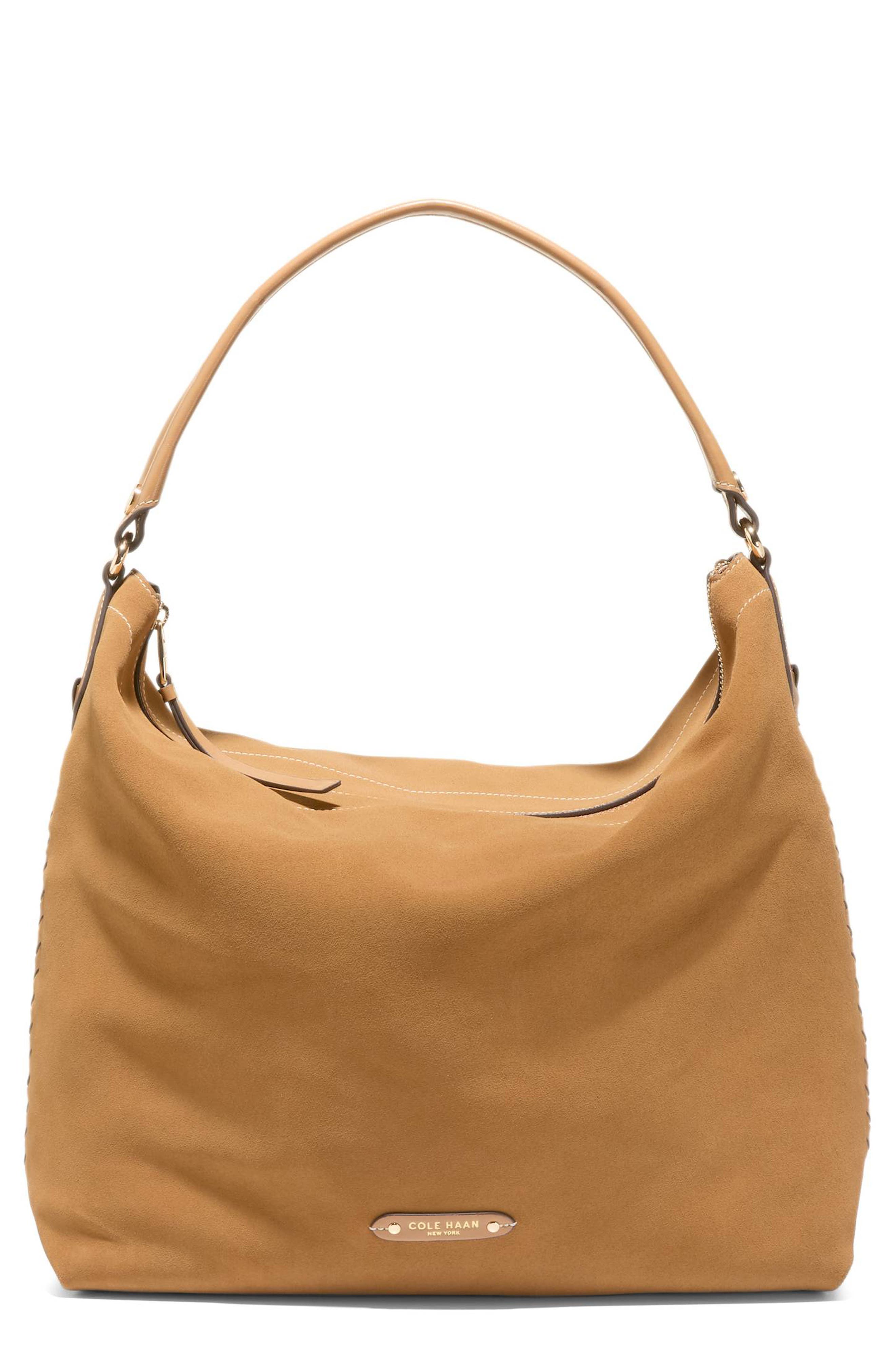Cole Haan Isabella Leather Hobo Bag, Main, color, Ch Golden Honey Suede