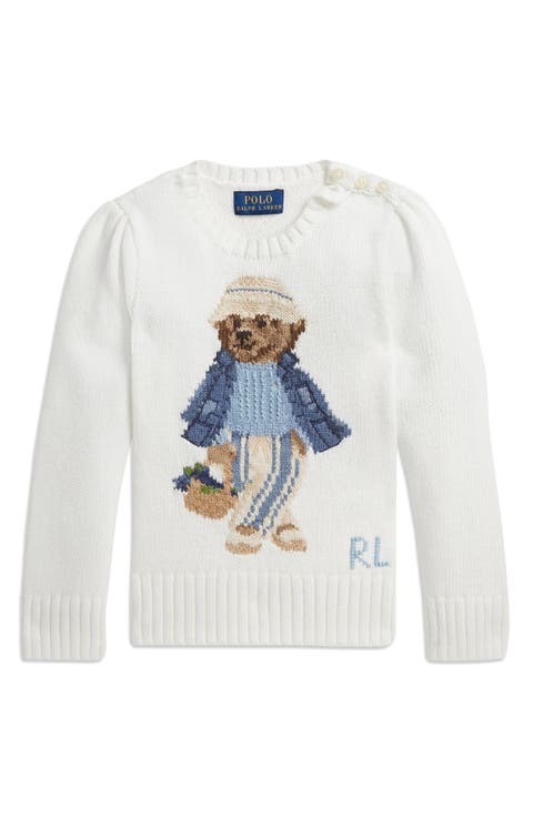Kids' Polo Bear Intarsia Combed Cotton Sweater (Toddler & Little Kid)