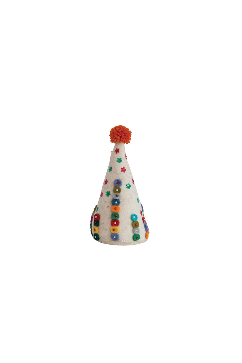 Wool Felt Tree with Beads, Embroidery & Pom Poms, Multicolor, Main, color, Multicolor