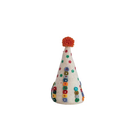 Wool Felt Tree with Beads, Embroidery & Pom Poms, Multicolor