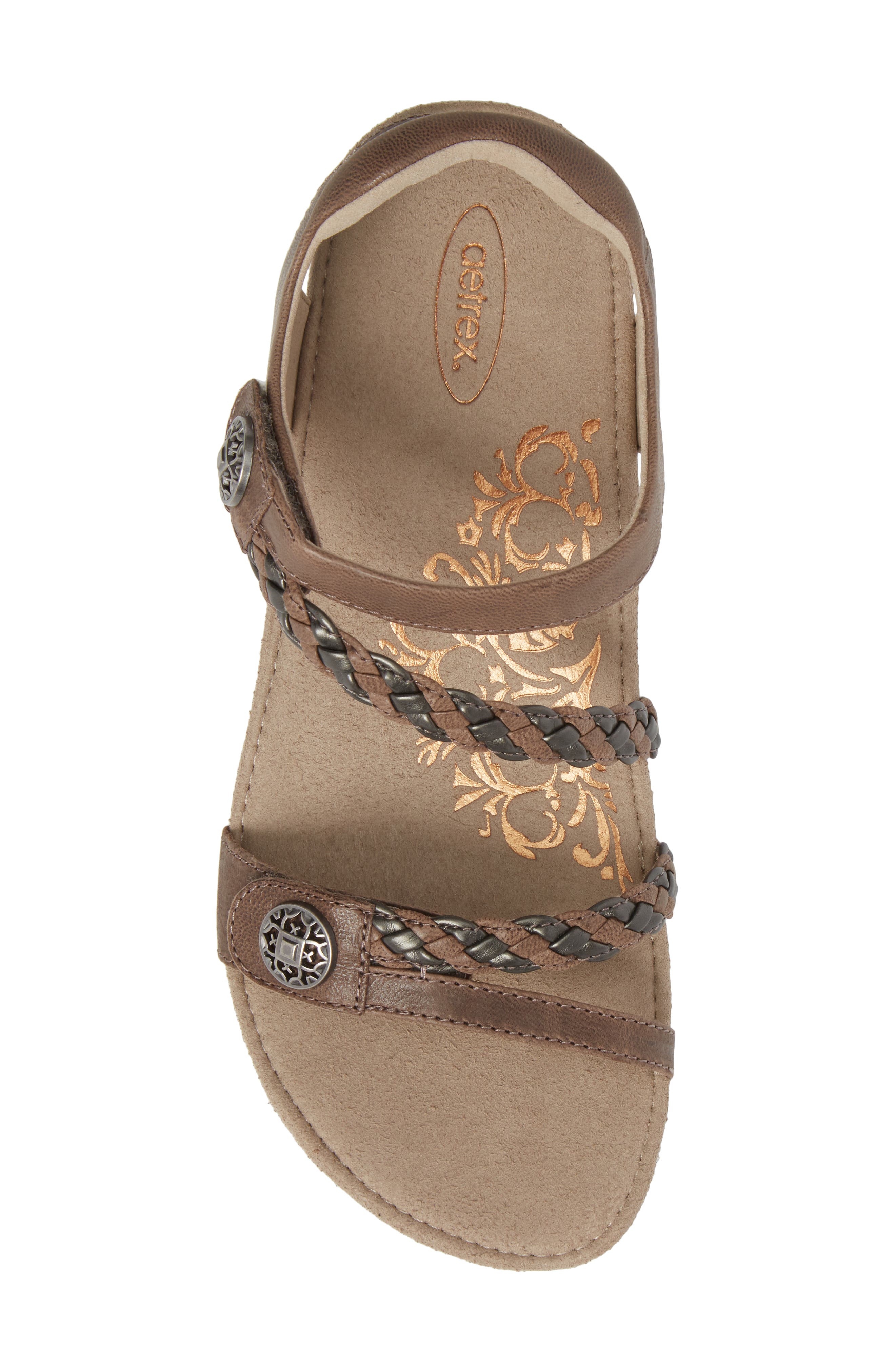 Aetrex Jillian Braided Leather Strap Sandal, Alternate, color, 