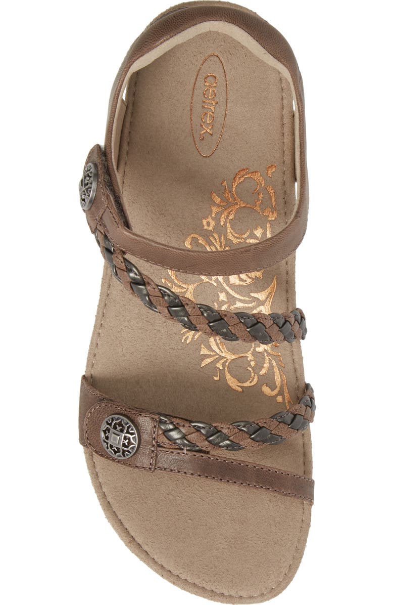 Aetrex Jillian Braided Leather Strap Sandal, Alternate, color,