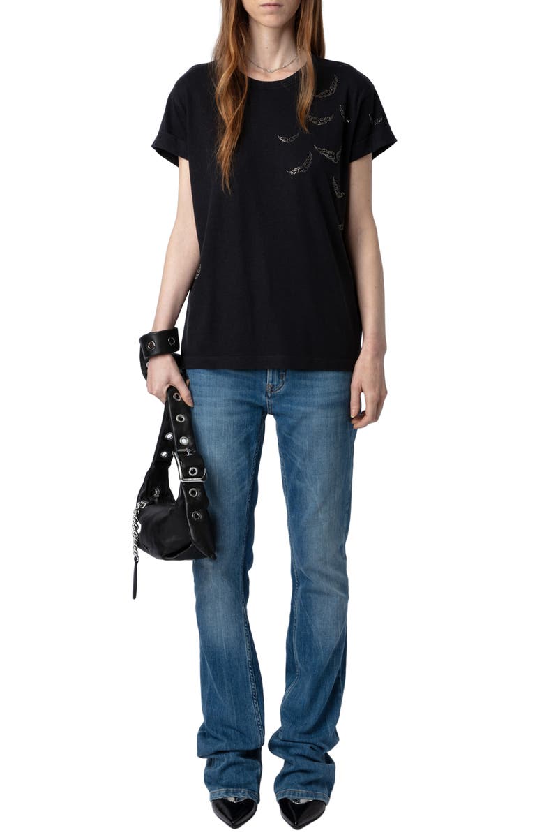 Zadig & Voltaire Anya Rain Strass Wings Embellished Graphic T-Shirt, Alternate, color, 