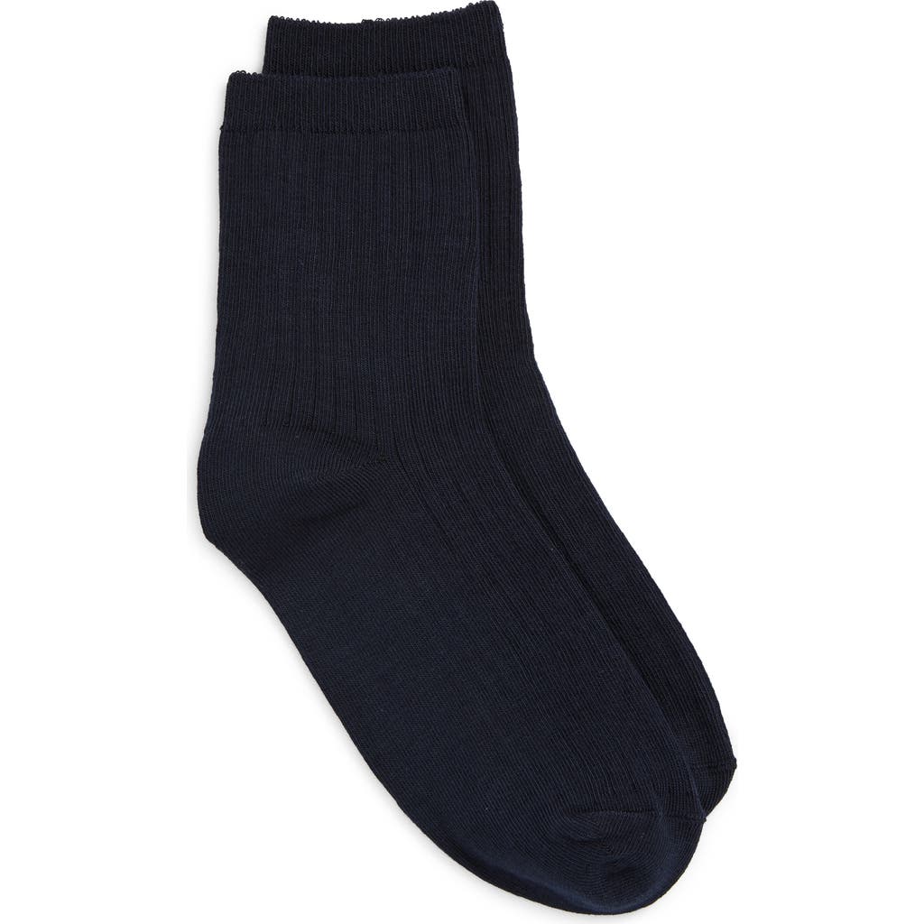Nordstrom Rib Cotton Blend Crew Socks In Navy Night