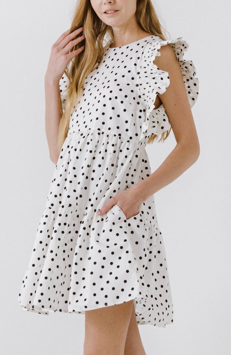 English Factory Dot Print Minidress, Alternate, color, White
