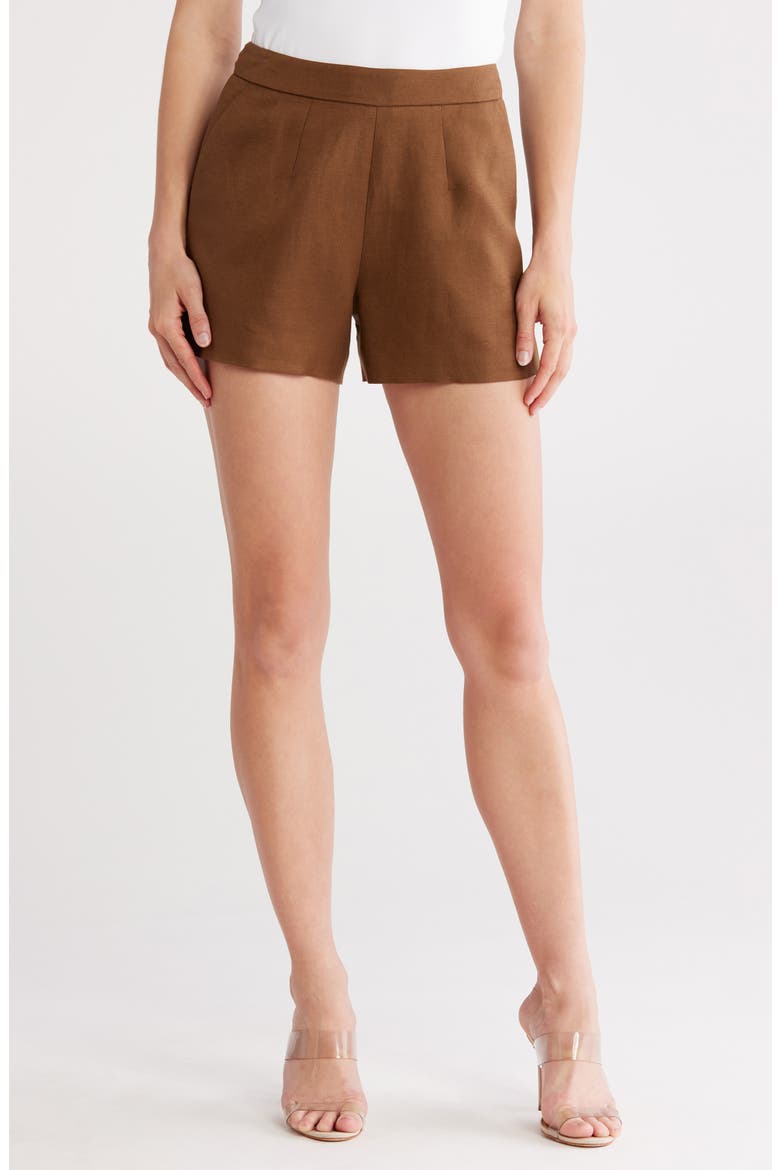 Ashton Linen Blend Shorts, Main, color, BROWN OLIVE
