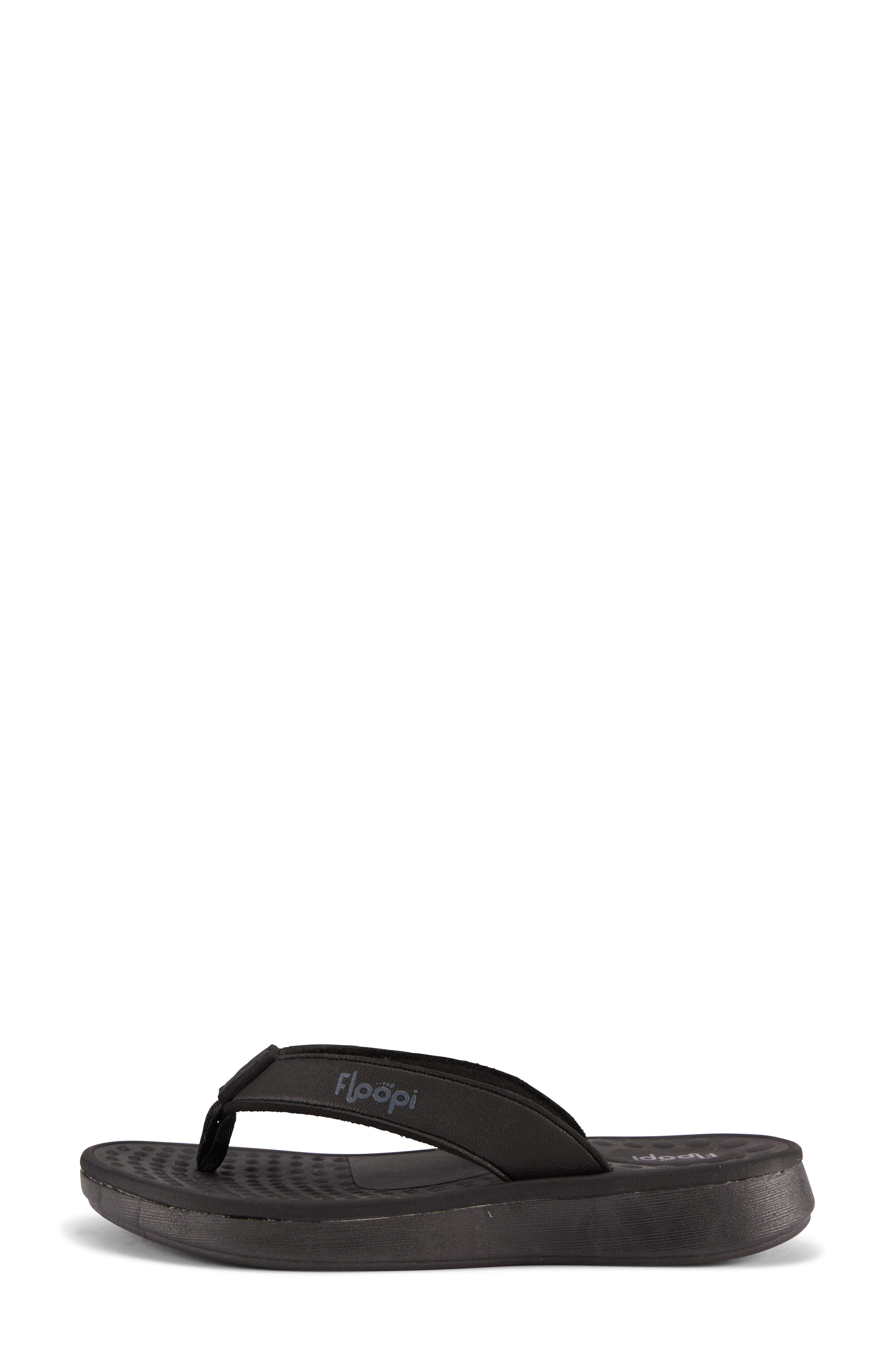 FLOOPI Faux Leather Thong Sandal, Alternate, color, Black