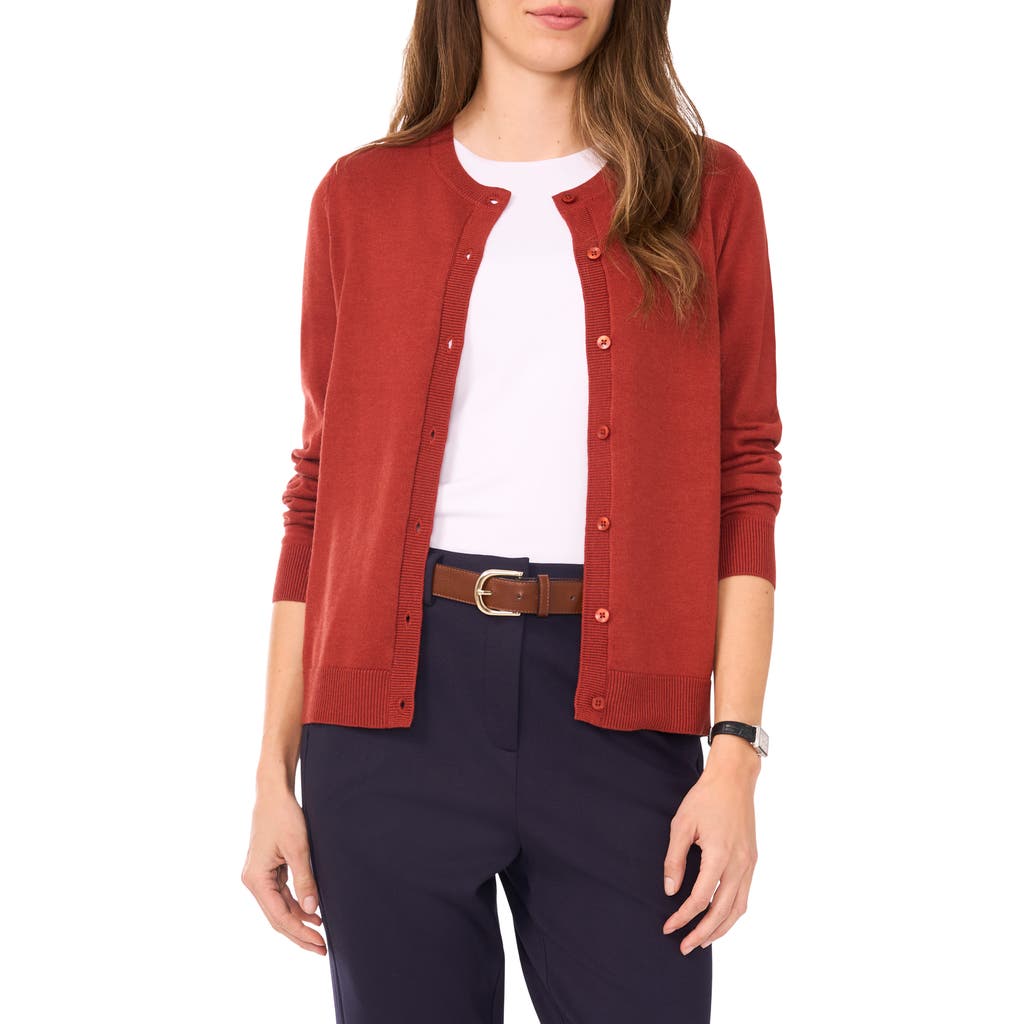 Halogen ® Crewneck Cardigan In Red