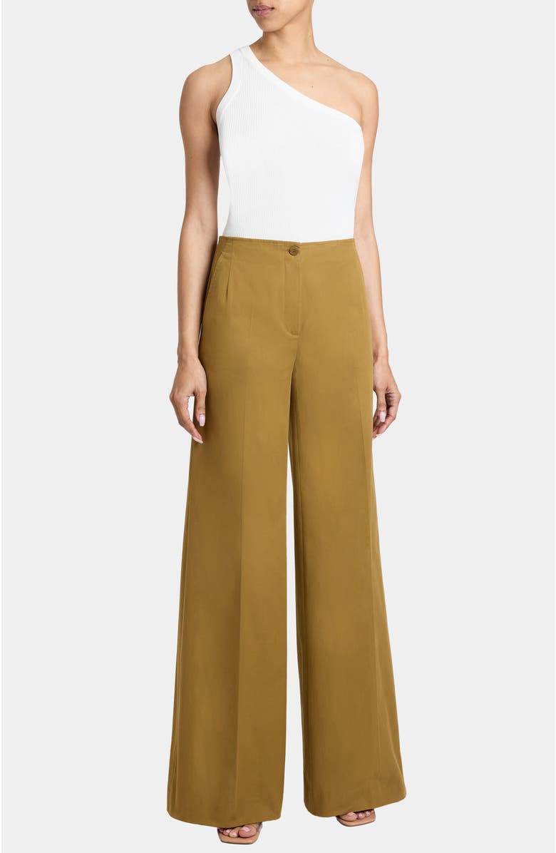 Santorelli LILY Wide Leg Pants with Slanted Side Pockets in Stretch Cotton, Alternate, color, 