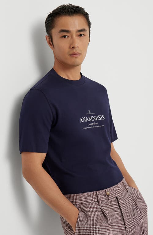 Brunello Cucinelli Men Anamnesis Print Logo T-shirt In Blue