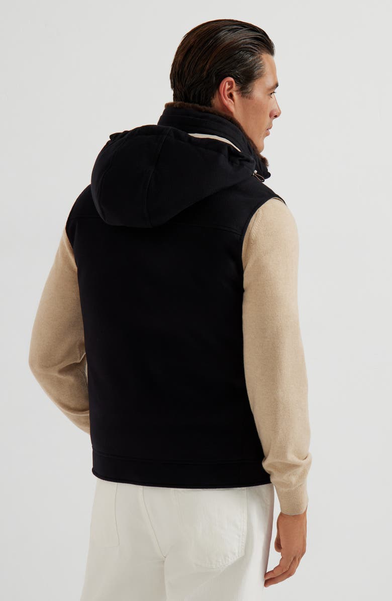 Brunello Cucinelli Hooded down vest, Alternate, color, Black
