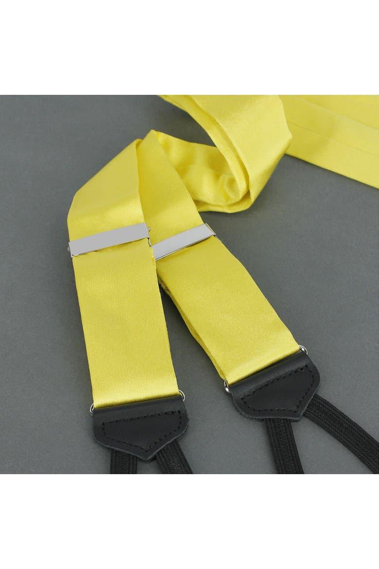 Sutton Solid Color Silk Formal Suspenders | Y-Back, Adjustable Braces, Alternate, color, Yellow