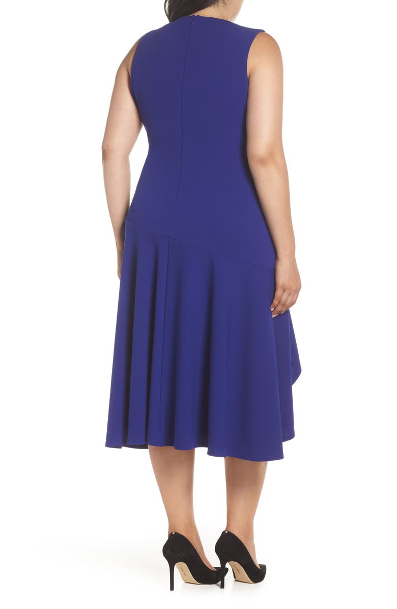 Vince Camuto Asymmetrical Hem Scuba Crepe Fit & Flare Dress, Alternate, color,