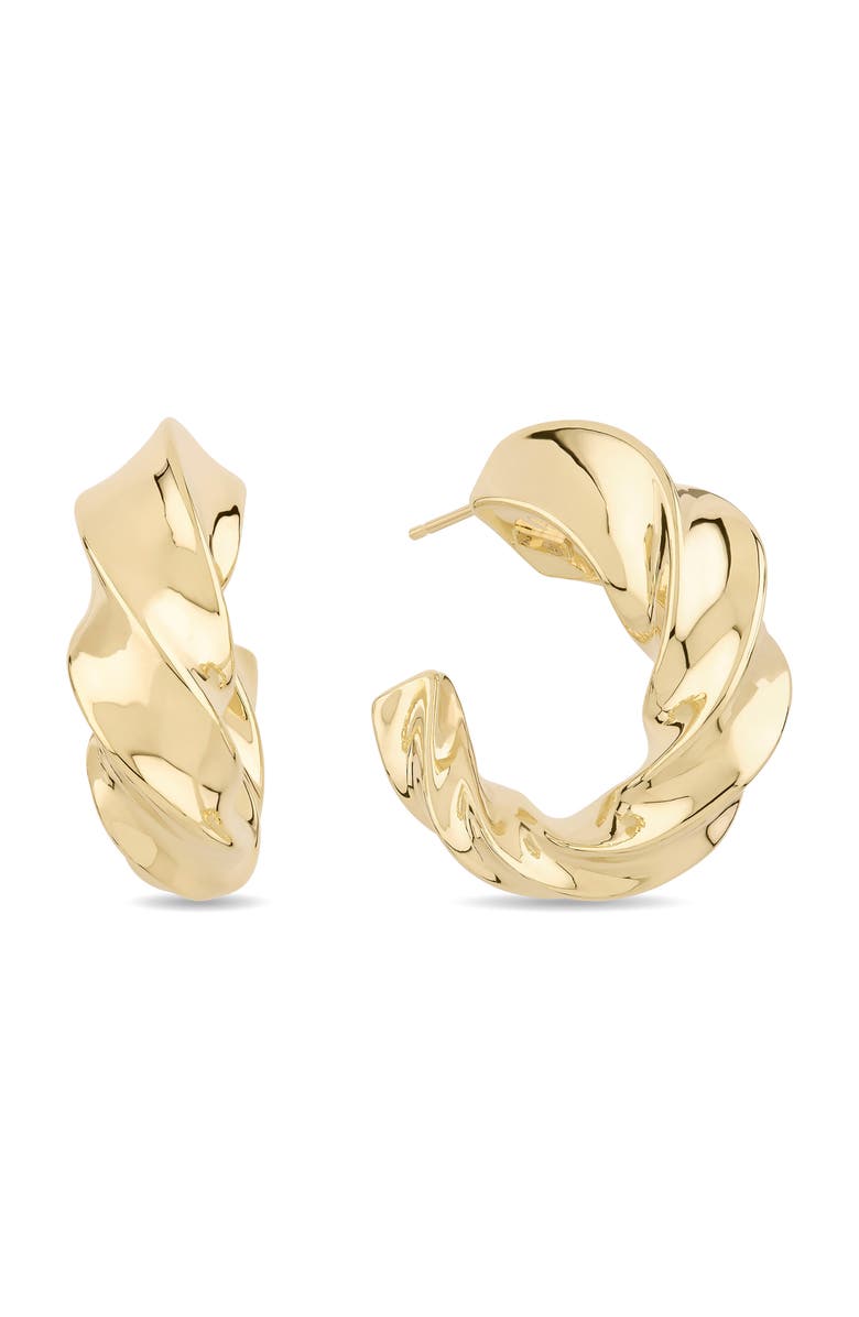 LANA 14K Gold Wide Twisted Hollow Hoop Earrings, Main, color, Yellow Gold
