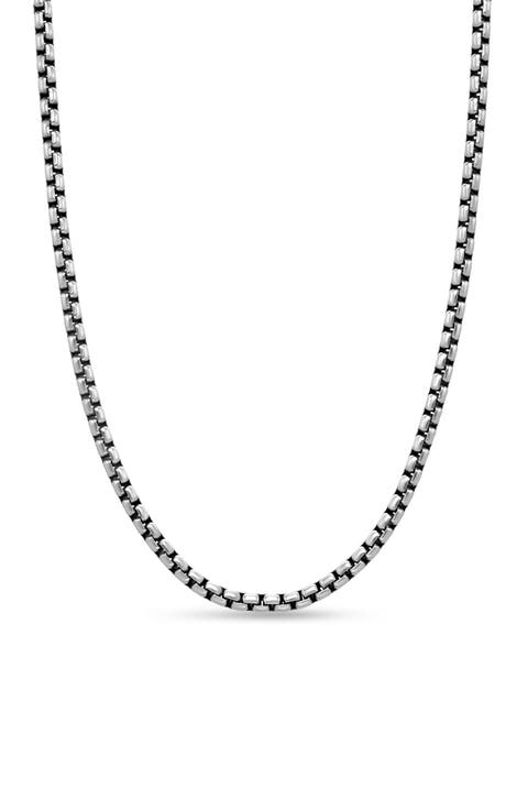 Box Chain Necklace in Sterling Silver with 14K Yellow Gold Accent, 3.6mm