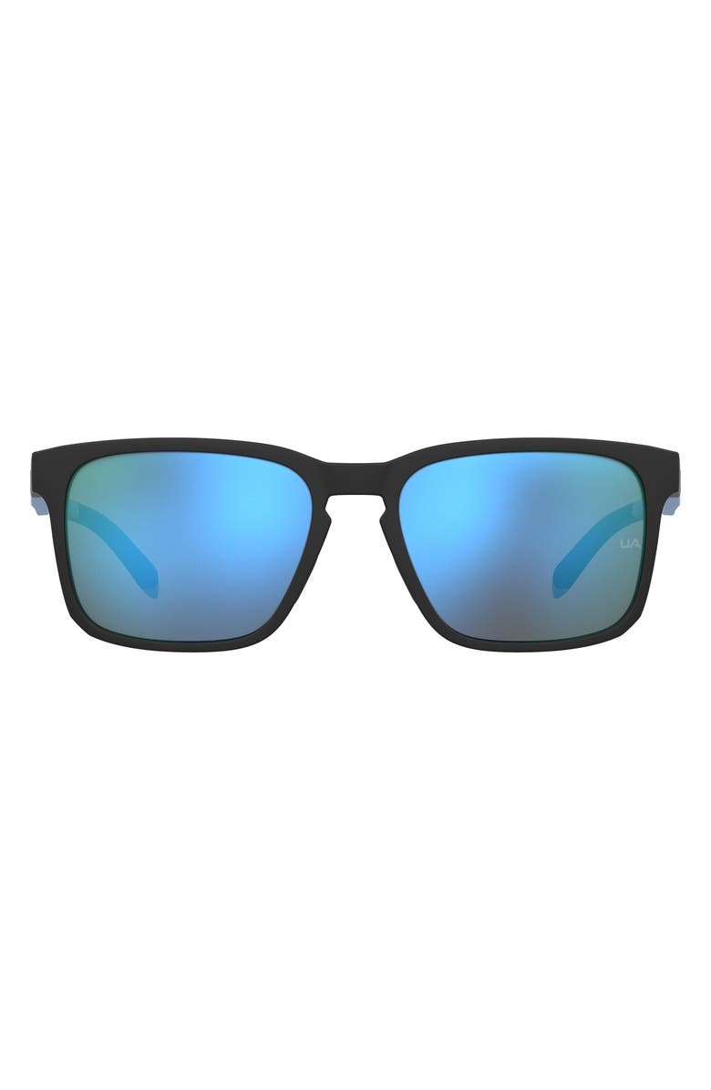 Under Armour 57mm Rectangular Sunglasses, Main, color, Matte Black Blue/ Multilayer
