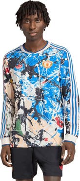 adidas Men's adidas Blue Manchester United X Stone Roses Long Sleeve Replica Jersey