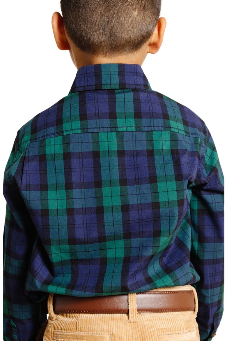Boys' Organic Stretch Poplin Shirt, Kids, Alternate, color, Black Watch Tartan