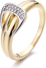 Adornia 14K Gold Plated Cubic Zirconia Buckle Ring