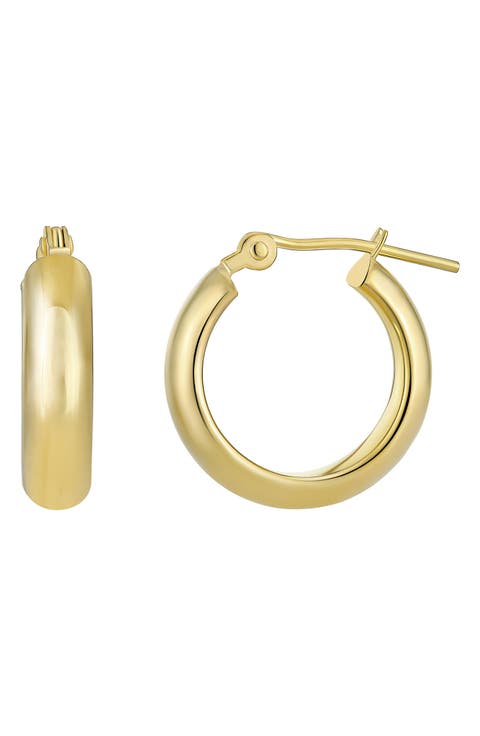 10k Gold 20mm Half Round Hoop Earrings