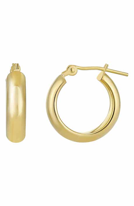 10k Gold 20mm Half Round Hoop Earrings