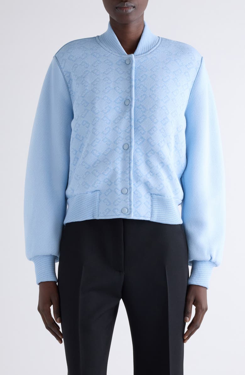 Givenchy Monogram 72 Jacquard Varsity Jacket, Main, color, Pale Blue
