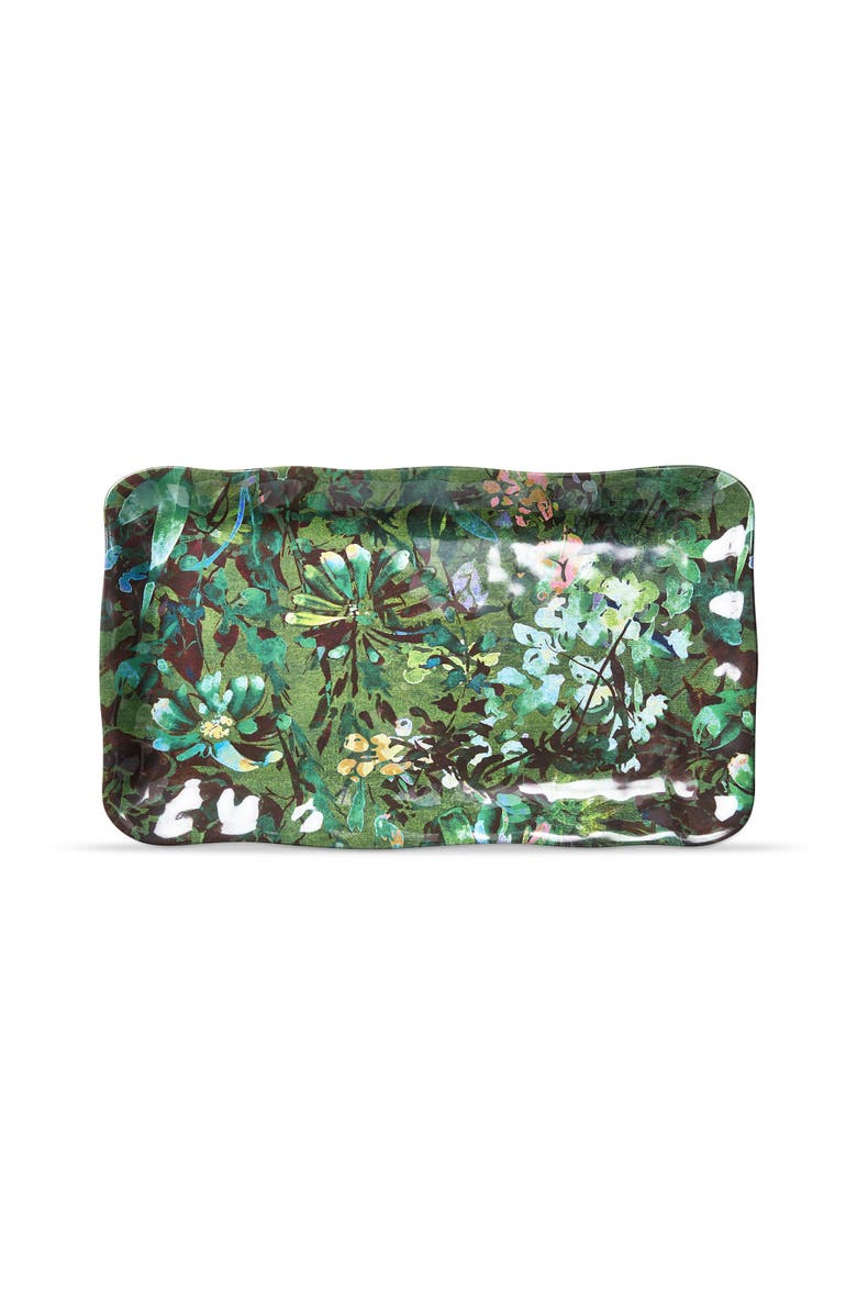 tag Botanica Green Floral Print Melamine Serving Platter, Main, color, Green