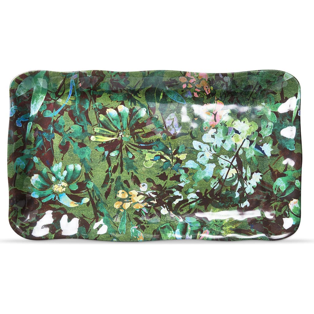 Tag Botanica Green Floral Print Melamine Serving Platter In Green
