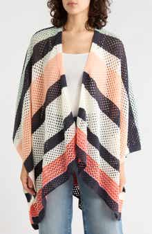 Stripe Open Knit Poncho