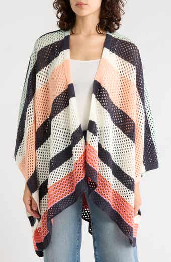 Stripe Open Knit Poncho