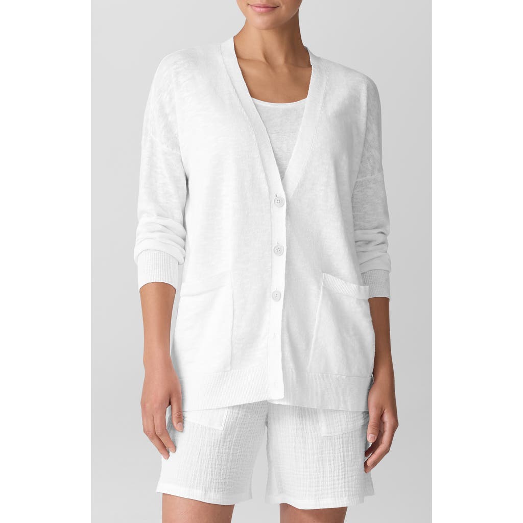 Eileen Fisher Oversize Organic Linen & Organic Cotton Cardigan