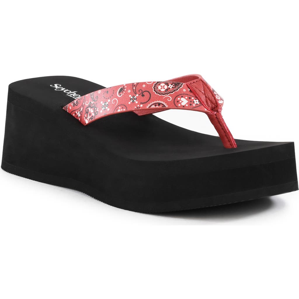 Seychelles Skyscraper Red Bandana Flatform Thong Sandals In Red